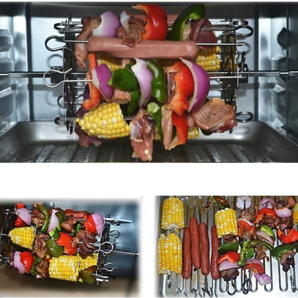 BBQ Steel Metal Roaster Rotisserie Skewers Needle Cage Oven Rotisserie Motor - Picture 8 of 15